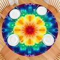 thumbnail image 2 of Rainbow Tie Dye Mandala Pattern Round Fitted Tablecloth with Elastic Edge,Dining Table Cover Waterproof,Outdoor Round Tablecloth for Camping,Dining,Indoor and Outdoor, 2 of 7
