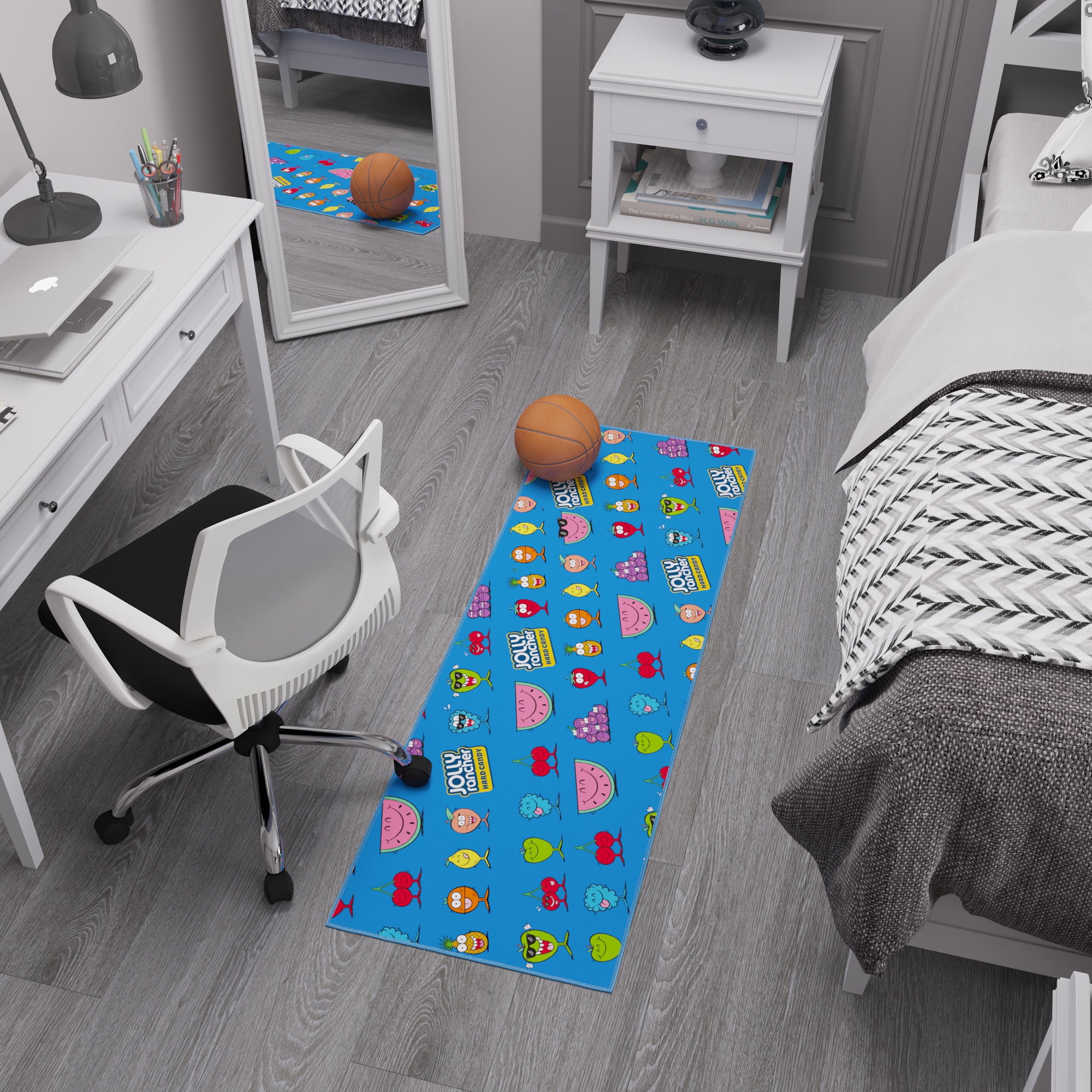 Ottomanson Jolly Rancher Characters Machine Washable Non-Slip Rubberback 2x5 Runner Rug, 20"x 59", Blue