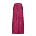 thumbnail image 5 of Sequin Glitter Skirt for Women High Elastic Waisted A-Line Skirts Elegant Slim Ankle-Length Solid Color Skirt, 5 of 7