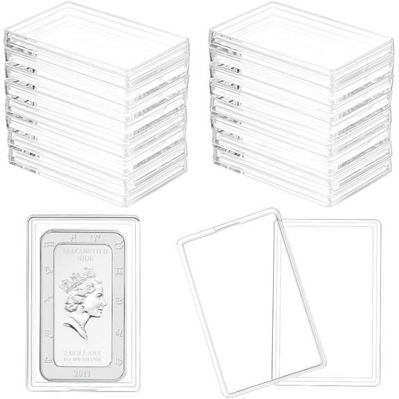 18 Pcs Silver Bar Case Acrylic Silver Bar Holder Clear Storage Container Compatible Gold Silver Bar 1.3x2.1 Inner Storage Silver Bullion Storage for Collection of Gold Bar Silver Bar