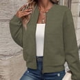 thumbnail image 5 of Women Lightweight Long Sleeve Zip Up Jacket Casual Loose Bomber Quilted Hoodie Outwear Coat Fall 2025 Full Sweatshirt, 5 of 7