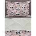 thumbnail image 3 of Skull Comforter & Sham Bedding Set, Halloween Traditional Mexican Sugar Day of the Dead Roses Horror Folk Pattern, 3 pcs Duvet Set Microfiber Filling Quilt, 5 Sizes, White Blush Black, by Ambesonne, 3 of 4