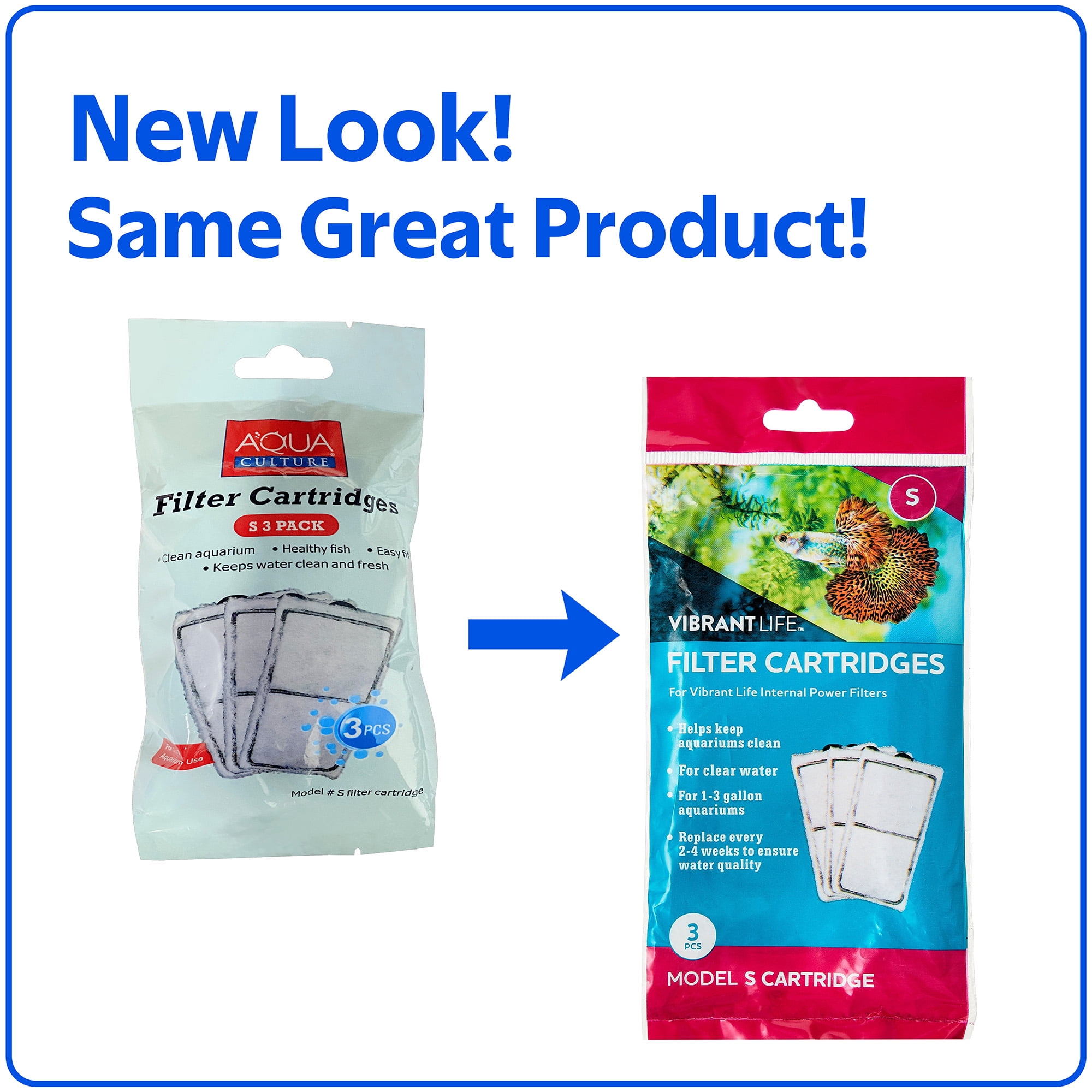 (3 pack) Vibrant Life Filter Cartridges, for 1-3 Gallon Aquariums, 3 Count