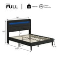 thumbnail image 6 of VanAcc Full Size Bed Frame with RGBW LED Light & Charging Station, 50" High Linen Upholstered Platform Bed with 2-Tier Storage Headboard, Black, 6 of 7