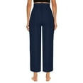 thumbnail image 3 of USNSM Women's Wide Leg Lounge Pants with Pockets Lightweight High Waisted Palazzo Adjustable Tie Knot Flowy Trousers Navy M, 3 of 6