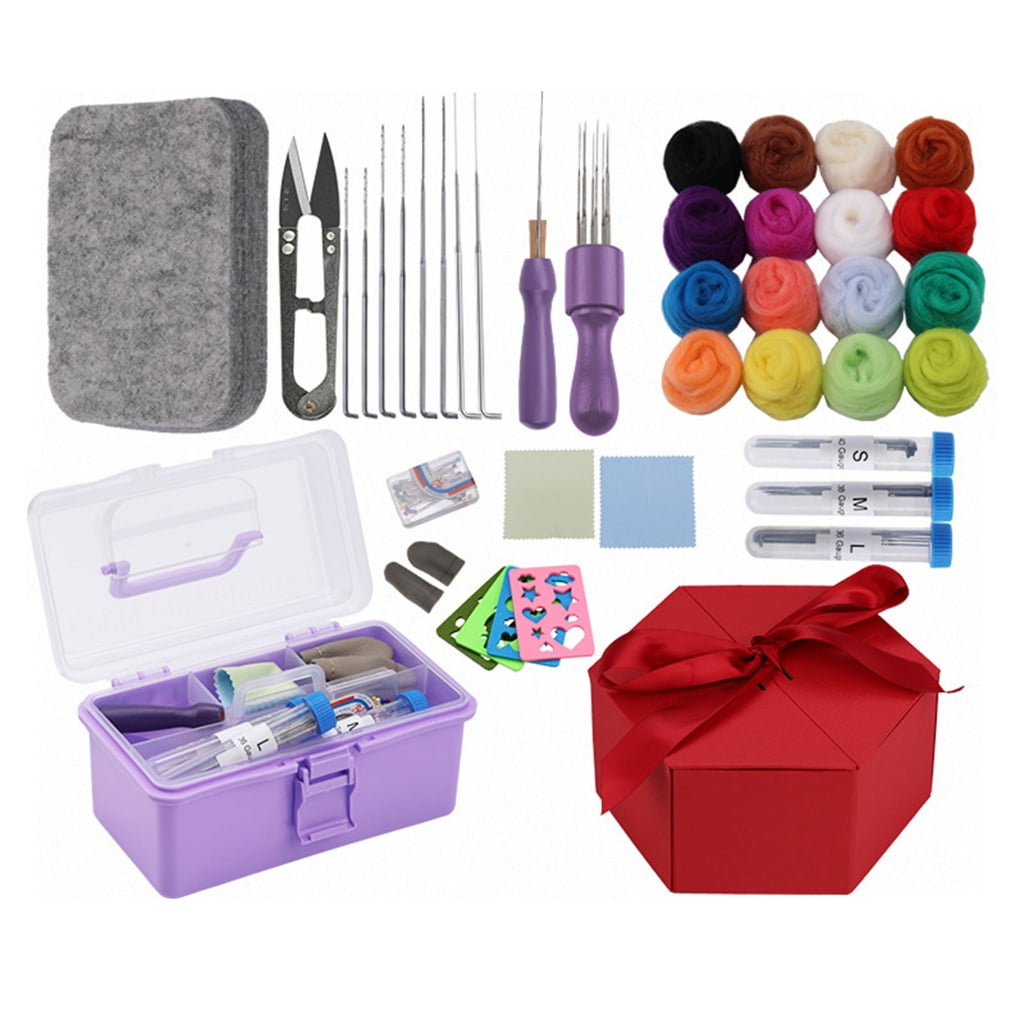 Needle Felting Starter Kits Needle Felting Set with Felting Tool Foam Mat Needle Felting Supplies for Home Decorations