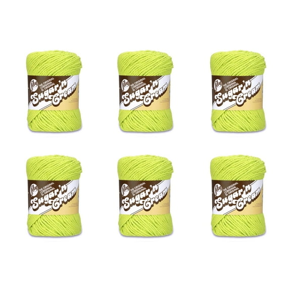 Lily Sugarn Cream Yarn, 6 Pack, Hot Green 6 Count