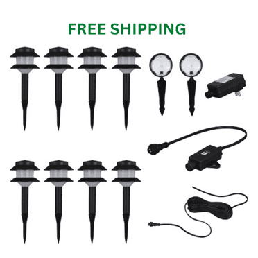 10 Pack LED Garden Path Landscape Light Black Low Voltage 2 Flood 9" Lightning