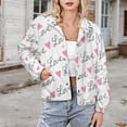thumbnail image 3 of Jackets for Women Winter Coat Jackets Flannel Stand Collar Jacket(Pink Love Heart LOVE,Size:S-4XL), 3 of 7