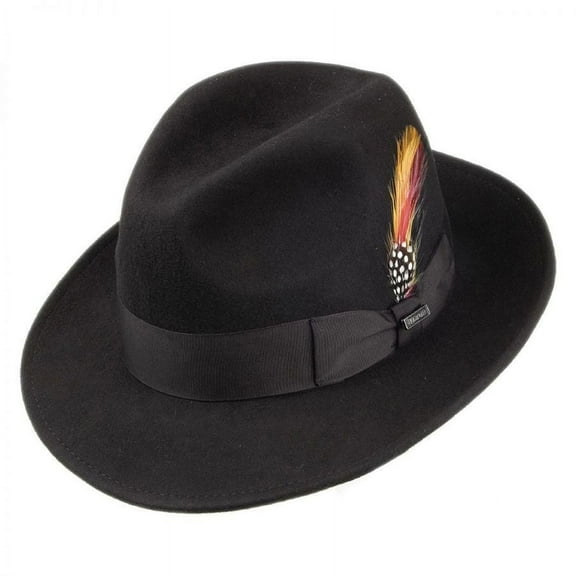 Pinch Crown Crushable Wool Felt Fedora Hat - S - Black