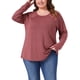 thumbnail image 1 of Blusa de Talla Grande para Mujeres, Camisas de Manga Larga con Cuello Redondo, Tops Tunic de Corte Holgado 2X Rojo, 1 of 6