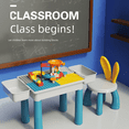 thumbnail image 1 of Mesa de bloques de construcción ensamblable divertida y multifuncional compatible con bloques de construcción de partículas grandes Lego, juguetes educativos para bebés y niños, 1 of 4