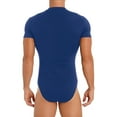 thumbnail image 2 of YONGHS Men's Short Sleeve Sports Bodysuit Leotard  Shirt Romper Stretchy Garment Blue XL, 2 of 7