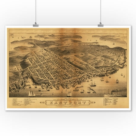 Panoramic Print - Eastport, Maine - Panoramic Map (9x12 Art Print, Wall Decor Travel Poster)