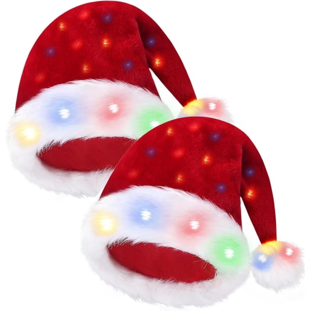 Gorro de Papá Noel iluminado TANGJMXG navideño para adultos o niños