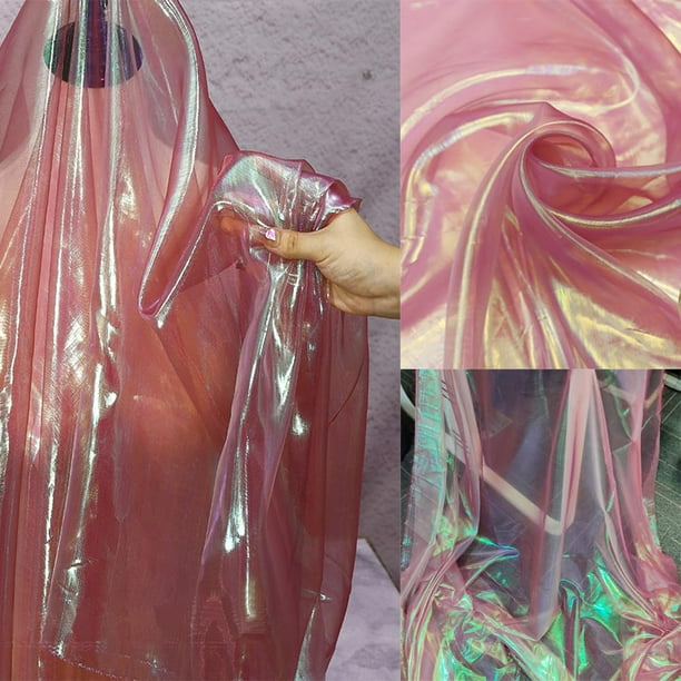 Tela Qidekjjt de organza iridiscente, color rojo vino, 3 m x 1,5 m