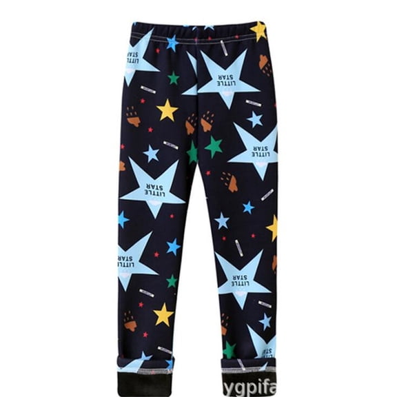 Ougyinr Girls Printed Fleece Lined Leggings for Kids Toddler Baby Thick Thermal Tights Warm Ankle Length Pants Winter Clothes for 12M-8T