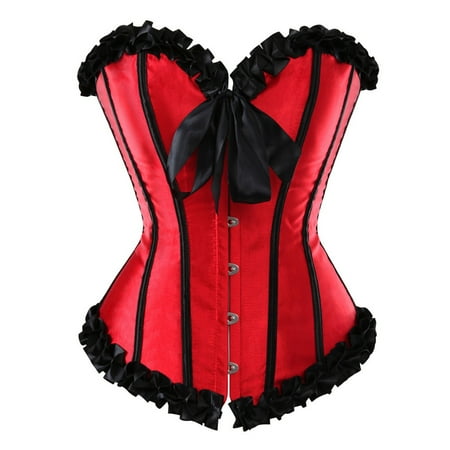 WTXUE Corset Top Womens Lingerie Tie Top Satin Court Lace Buckle Bow Contrast Shaping Organ Color Corset Womens Shapeware | 1 Piece L