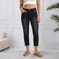 thumbnail image 2 of Womens Ankle Jeans Slim Fit Stretch Ankle Jeans Classic Versatile Denim Pants Casual Solid Black L, 2 of 6