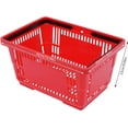 thumbnail image 3 of 12PCs Shopping Baskets, 18L Plastic Shopping Baskets with Handles, Store Baskets with Durable Material Used for Supermarket, Retail, Bookstore, 43x30x23cm/17x12x9inch, Capacity: 10kg/22lbs (Red), 3 of 18