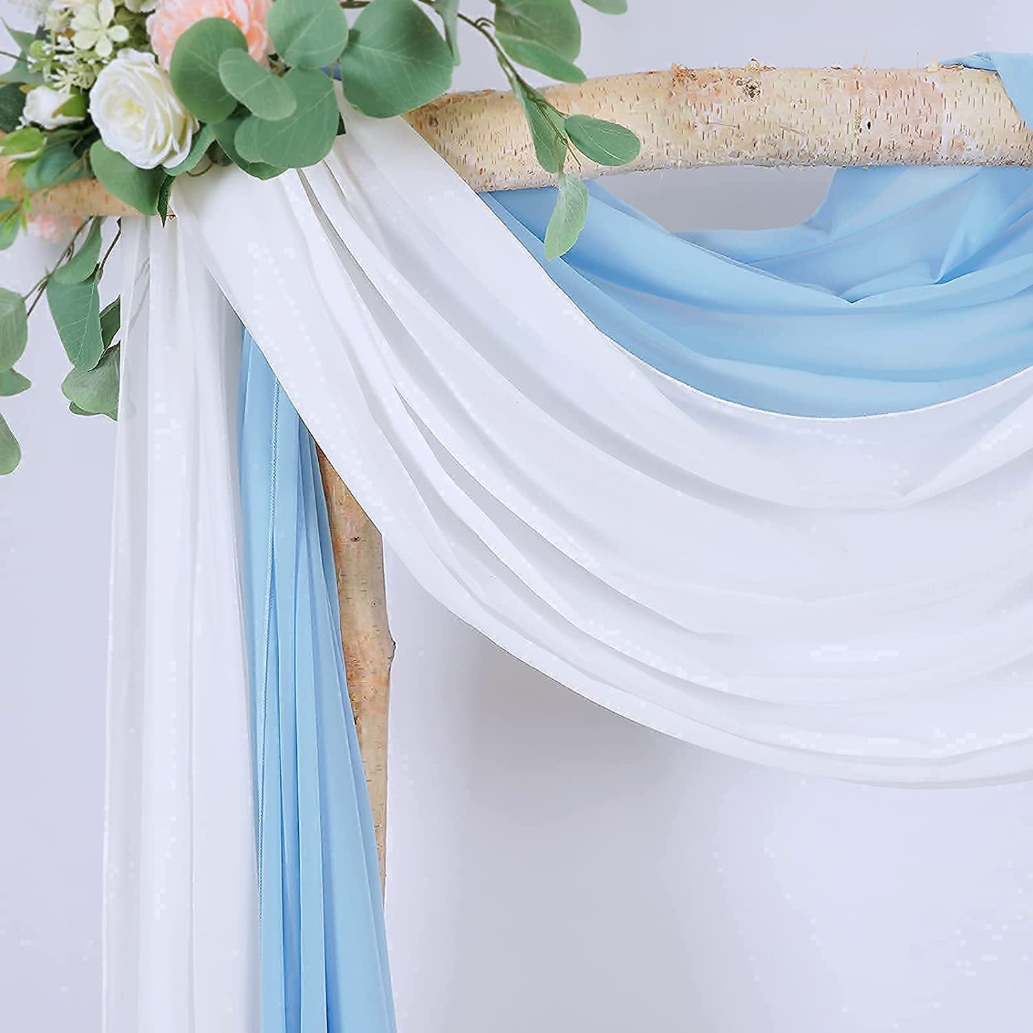 8'x 57" wide Ivory and colors White Wedding drape 2 panel set backdrop. 