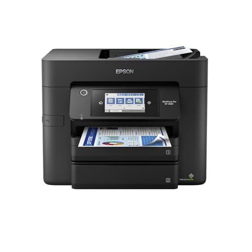 Impresora multifunción inalámbrica Epson Workforce Pro WF-4830 con impresión automática a doble cara, copia, escaneo y fax, alimentador automático de documentos (ADF) de 50 páginas, capacidad de papel