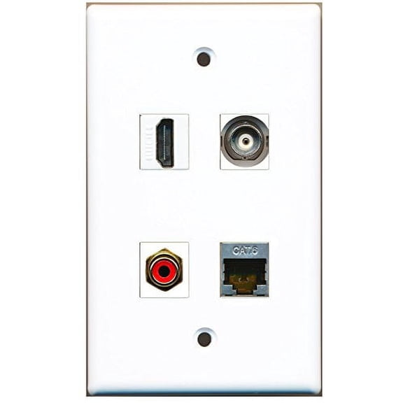 RiteAV - 1 Port HDMI 1 Port RCA Red 1 Port Shielded Cat6 Ethernet 1 Port BNC Wall Plate
