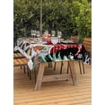 thumbnail image 2 of Outdoor Tablecloth with Umbrella Hole and Zipper, Black Red Christmas Rectangle Table Cloth 60x102 Inch Waterproof Tablecloth, Gnomes Xmas Tree Snowflake Gifts Birds Picnic Table Cover for Patio, 2 of 7