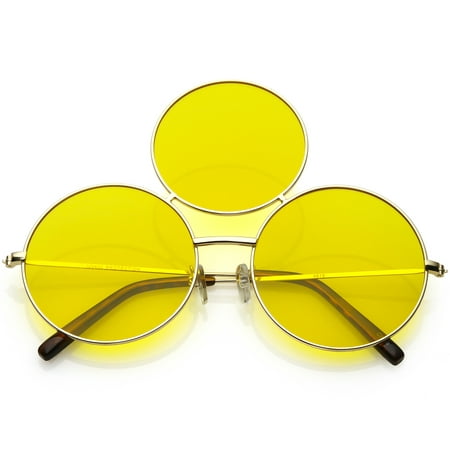 Oversize Circle Third Eye Sunglasses Slim Arms 56mm (Gold / (Best Sunglasses For Light Eyes)