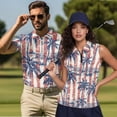 thumbnail image 2 of Jeiento Patriotic Palm Tree Matching Golf Shirts for Couples Quick Dry Women's Sleeveless Tennis Tank Tops Men's Short Sleeve Breathable Athletic Summer Sportswear Set, 2 of 7