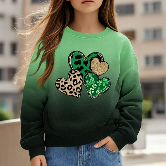 Oxodoi Kids St. Patrick's Day Shirts Girl Graphic Shirts St Patty's T-Shirt Long Sleeve Tops