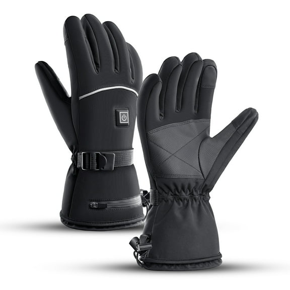 Heated Gloves for Skiing & Cycling - One Size for Adults, Waterproof Windproof Electric Heating Gloves with Touchscreen & Anti-Slip Palm