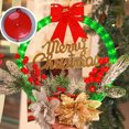 thumbnail image 5 of Cheapark Christmas Wreath With Bow Ribbon, Simulated Red Pines Needles And Lights Battery Powered, LED Warm Light Garland Party Supplies Housewarming Gifts Door, 5 of 6