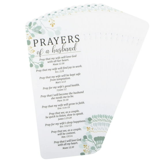 Prayers of a Husband Classic White 7 x 3 Paper Bookmark Cards Pack of 12