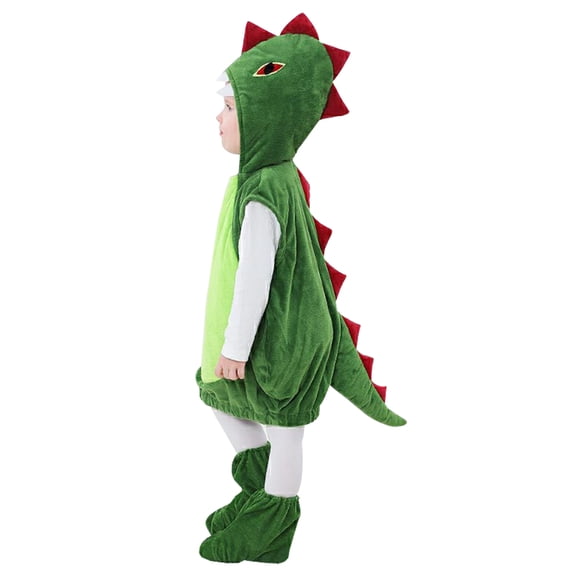 WIBACKER 2-6Y Toddler Kids Cosplay Dinosaur Costumes Boy Girl Sleeveless Hooded Dino Jumpsuit 2Pcs Outfits Halloween Party Dress Up Clothes