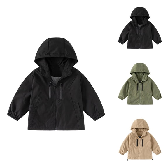 Boys Coat Boys Windbreaker Jacket Lightweight Hooded Zip Outdoor Coat for Age 2-13 School