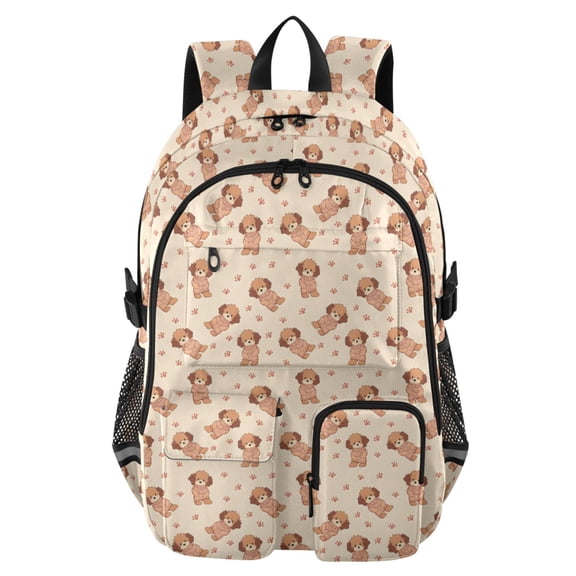 DIXRUYEE Cute Dog Footprint Pattern Pattern Backpack for School 14”Laptop Compatible with Reflective Safety Strips