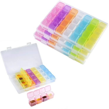 Diamond Art Storage Containers, 3 Pack Bead Storage Containers Each with 28 Mini Compartments Grids, Diamond Art Organizer Box, Diamond Art Accessories, Embroidery Storage for DIY Art Craft