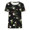 thumbnail image 6 of Uootdi Womens Summer Tops Floral Print Graphic Crew Neck Short Sleeve T Shirts Colorblock Casual Tops for Women Vintage Dressy Loose Fit Trendy Outfits Gift, 6 of 7