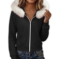 thumbnail image 4 of Nugftut Womens Full Zip Up Hoodies Long Sleeve Sweatshirts with Faux Fur Hood Cozy Winter Warm Sweatshirt Sizes S-XXL, 4 of 8