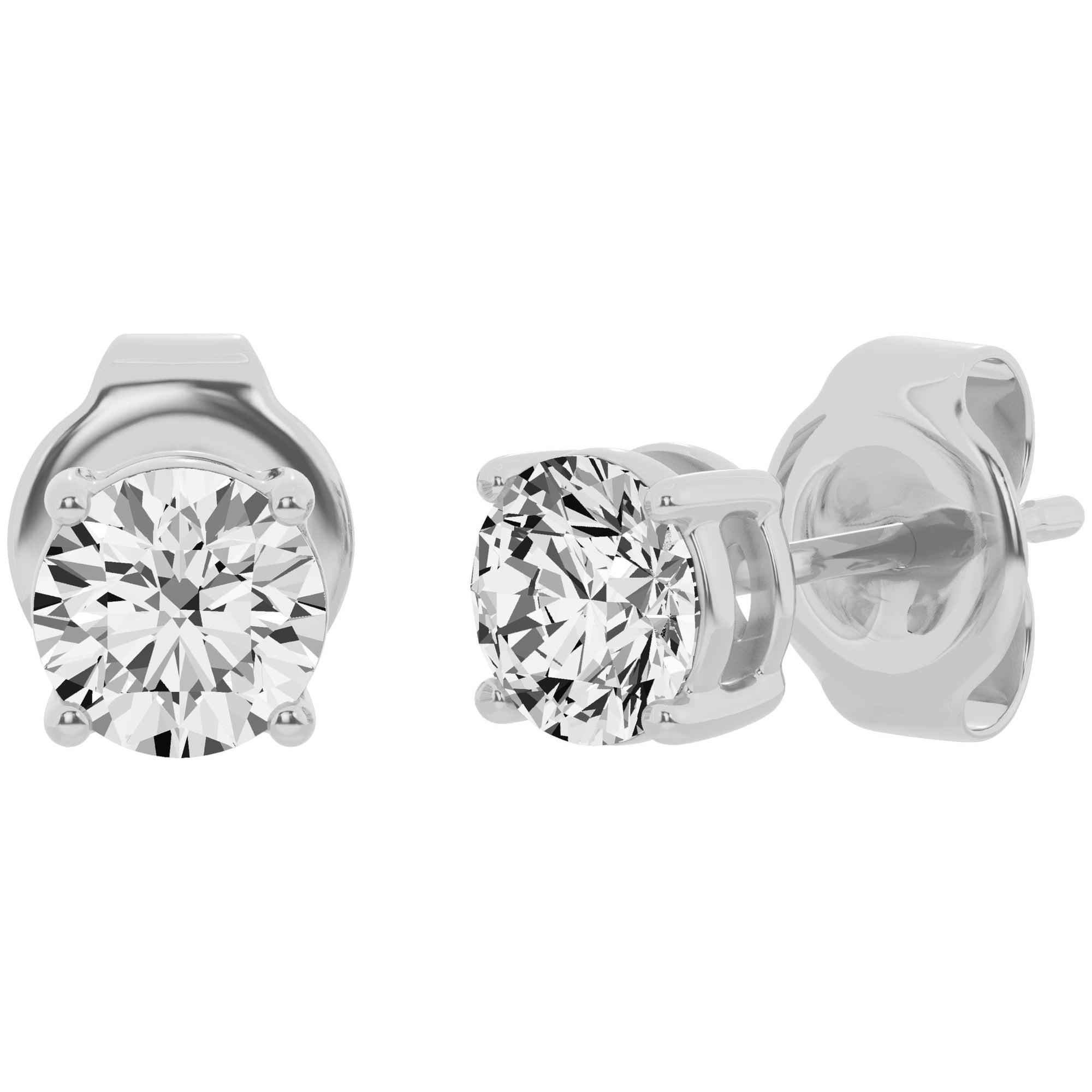 Unique Moments 1/2 Ct Lab Grown Diamond Push Back Studs 10k White Gold (H-I, SI-I1) for Women