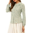 thumbnail image 4 of INSPIRE CHIC Women's Casual Peter Pan Collar Floral Chiffon Top Shirt, 4 of 6
