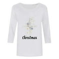 thumbnail image 5 of Fashion Fall Saving LiMoi Women's Xmas Greeting Print Shirt 3/4 Sleeve Round Neck Casual and Cheerful Top Tees Tshirts Blouse for Seasonal Style My Items, 5 of 5