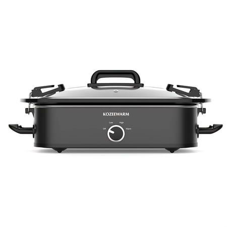 Slow Cooker, 3.5 Qt Stainless Steel Electric Slow Cooker with Locking Lid, Non-Toxic&Dishwasher Safe, Low/High/Warm Modes, Square Design for 4+ Families-Black