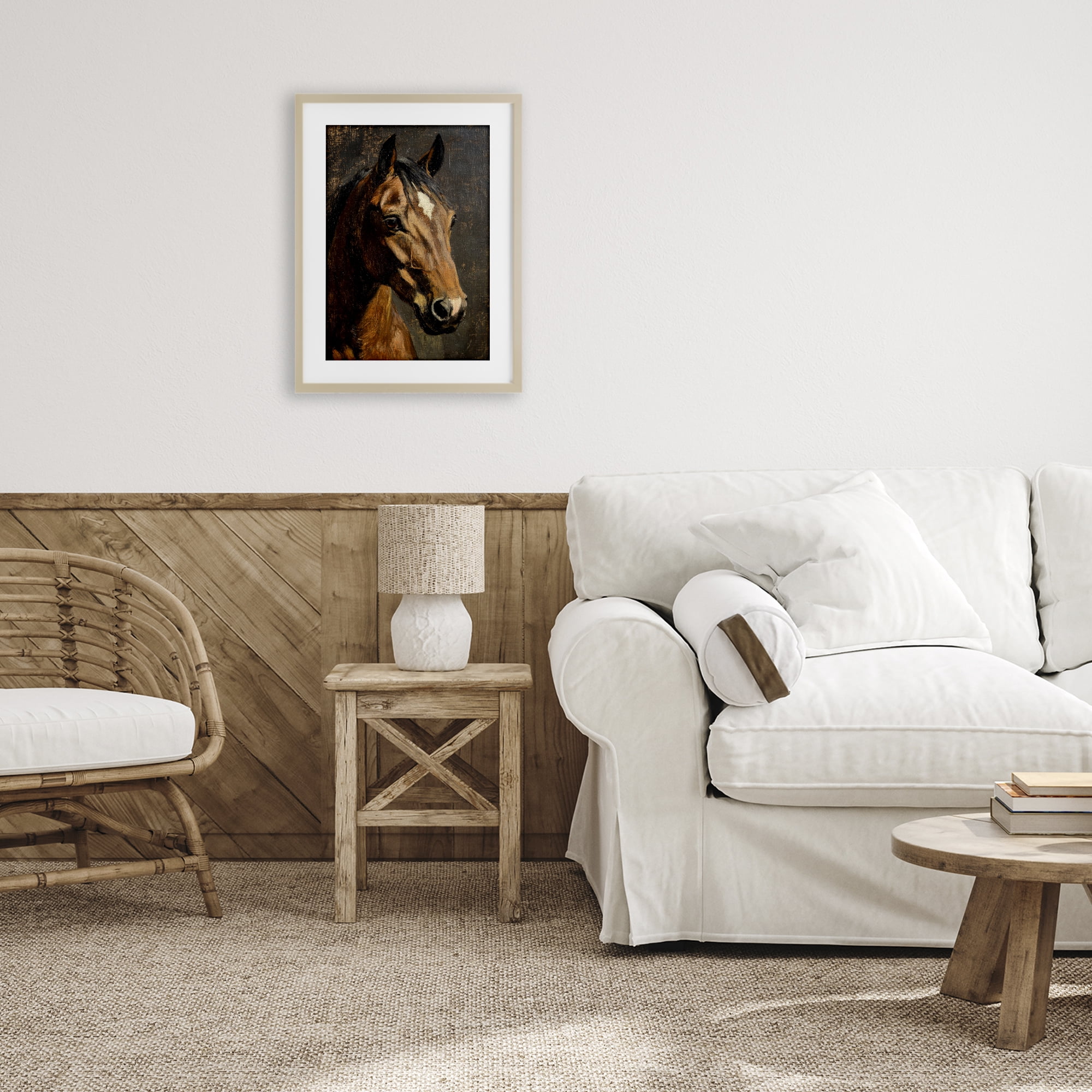 Stupell Industries Horse Portrait Study Birch Framed Print Under Glass, design by Petal Prints Design