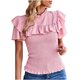 thumbnail image 1 of Elegante blusa informal de manga corta con cuello redondo para primavera y verano para mujer OAVQHLG3B Store lin121212, 1 of 5