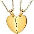 thumbnail image 1 of Broken Heart Necklace Women Men 316L Stainless Steel Best Friend BFF Foever Pendant 18k Gold/Rose Gold Plated Two Half Hearts Pendants Lover Couples J, 1 of 5