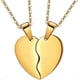 thumbnail image 1 of Broken Heart Necklace Women Men 316L Stainless Steel Best Friend BFF Foever Pendant 18k Gold/Rose Gold Plated Two Half Hearts Pendants Lover Couples J, 1 of 5