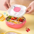 thumbnail image 4 of Nouvelle Boîte à Lunch en Acier Inoxydable Boîte Bento Portable Multifonctionnelle avec Compartiments Boîte à Lunch Isolée Étanche Conteneur Alimentaire Rose-2grilles, 4 of 6