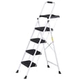 thumbnail image 5 of SuperDeal 4 Step Ladder Portable Folding Step Stool Metal Frame with Wide Non-Slip Pedals & Tool Tray – Perfect for Home, Garage & More, White, 5 of 20